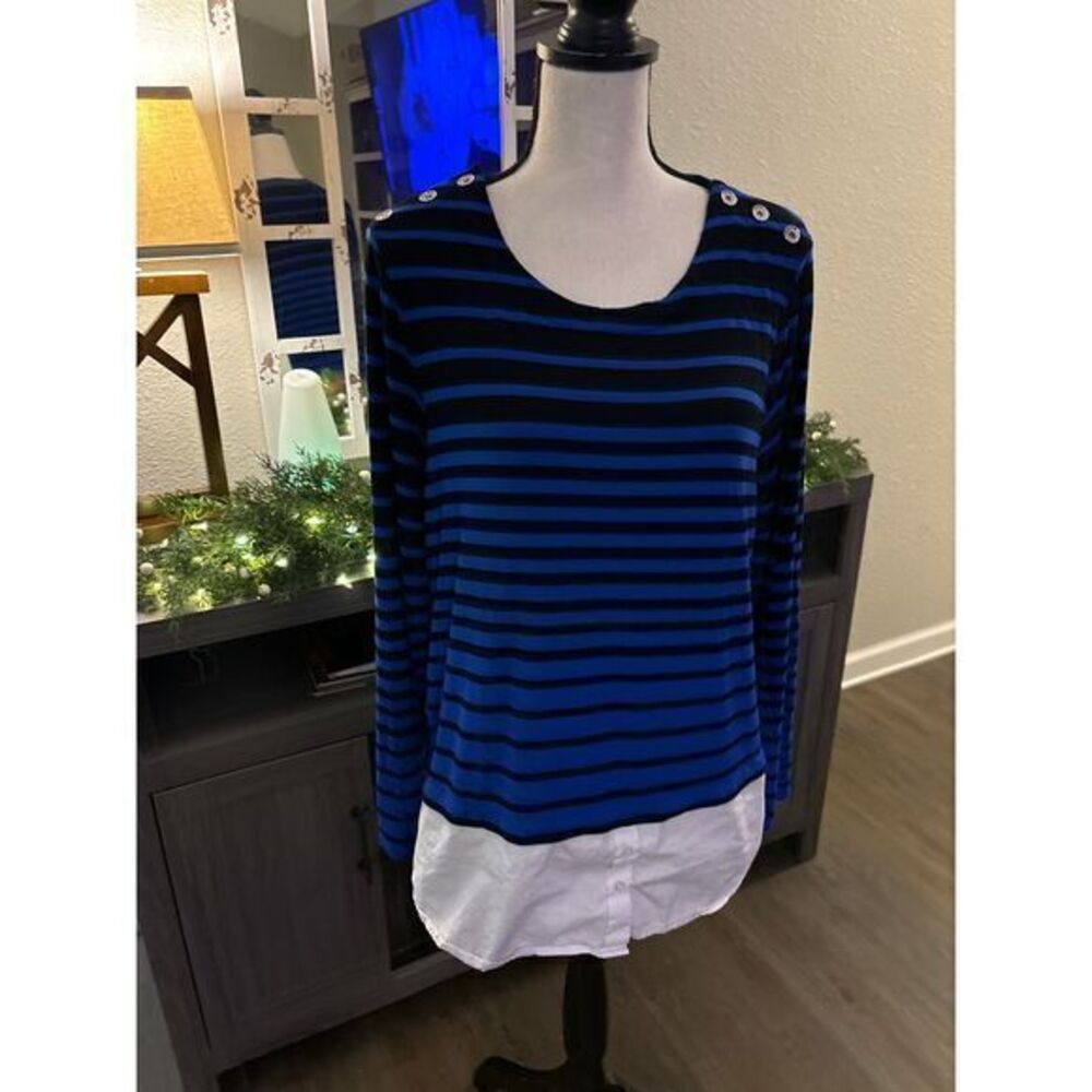 Calvin Klein women's shirt size XL striped‎ blue black